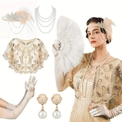 7pcs1920s Flapper Accessory Set Women'