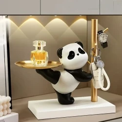 Free shipping special for you Exclusive offer Panda Figurine Key Holder and Trinket Tray - Metal & Resin Cartoon Bear Jewelry Stand for Various Room Types - Multipurpose Indoor/Outdoor Home Decor Accent for Office, Living Room - Ideal for Housewarming & H