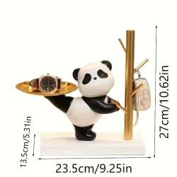 Free shipping special for you Exclusive offer Panda Figurine Key Holder and Trinket Tray - Metal & Resin Cartoon Bear Jewelry Stand for Various Room Types - Multipurpose Indoor/Outdoor Home Decor Accent for Office, Living Room - Ideal for Housewarming & H