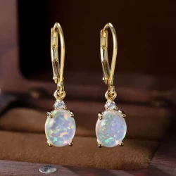 Sterling Silver Dangle Earrings Inlaid Opal