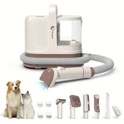 Dog Grooming Kit - 1.3L Pet Grooming Vacuum with Low Noise, 6 Grooming Tools & 4 Combs