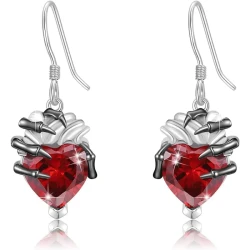 Heart-shaped Skull Hand Earrings