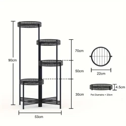 4-Tier Folding Metal Planter Stand - Space-Saving Plant Holder