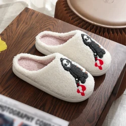 Skull Ghost Embroidery Cotton Slippers