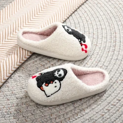 Skull Ghost Embroidery Cotton Slippers