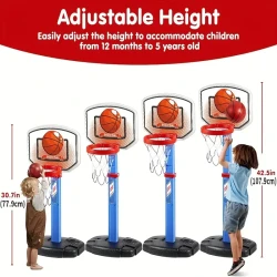 Mquduo Mini Basketball Set - Adjustable Hoop with 4 Balls