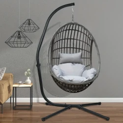 Aoodor 6.6 ft. Stainless Steel Hanging Chair Hammock Stand - Black