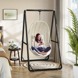 GREENSTELL Hammock Chair Stand - Swing Stand with 3 Hooks, Ground Nails, and Rubber Clamps