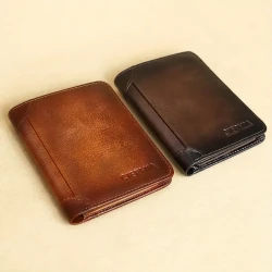 1pc Genuine Leather Rfid Blocking Wallets