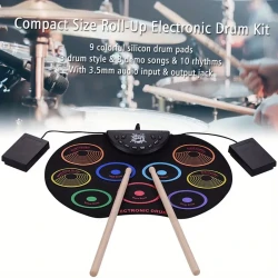 Lixada Compact Roll-Up Drum Set - 9 Silicon Drum Pads