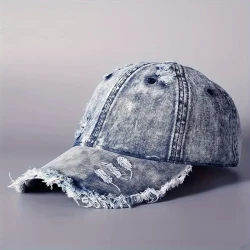 Vintage Washed Grey Denim Baseball Cap