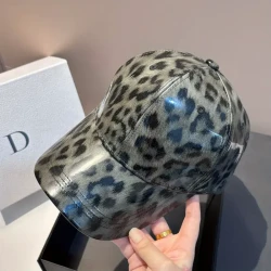 Luxury Animal Print PU Leather Baseball Cap