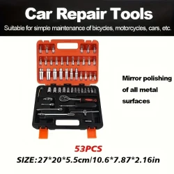 151/53-Piece Professional Automotive Tool Set with Ratcheting Wrenches