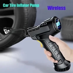 Wireless Portable Air Compressor - Digital Display LED Light, Handheld Car Tire Inflator Pump with Rechargeable Battery, Fast Inflation for Cars, Motorcycles, Balls, and More - Compact and Lightweight Design