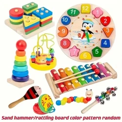 9-in-1 Wooden Toys Octave Piano Set For Early Childhood Education Toys For Children, Christmas Gifts, Halloween, Thanksgiving, Christmas Gifts Random Pattern