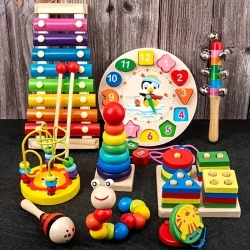 9-in-1 Wooden Toys Octave Piano Set For Early Childhood Education Toys For Children, Christmas Gifts, Halloween, Thanksgiving, Christmas Gifts Random Pattern