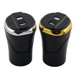 Smokeless USB Rechargeable Push-Pull Car Ashtray with LED Light