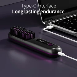 Wireless Hair Straightener Brush, 19.99*4.5*3.0 cm, 3 Temperature Settings, LED Display, USB Rechargeable, 36V Max Voltage, 2000mAh Battery, Professional Hair Styling Tool for Home, Travel, Holidays