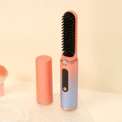 Rechargeable Cordless Hair Straightener Comb With Negative Ion Electric Hair Straightener Comb, 30s Fast Heating, USB Rechargeable, Portable Hair Straightener Brush For Travel Use Unisex