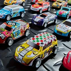 50pcs With Storage Box Mini Alloy Car Tin Car Back Force Car Sliding Car Children's Toys, Halloween, Christmas Gift