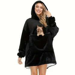 Blanket Hoodie Sweatshirt with Pet Pockets