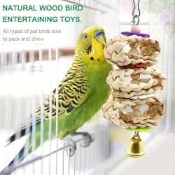 8-Piece Natural Wood Parrot Chewing Toy Set