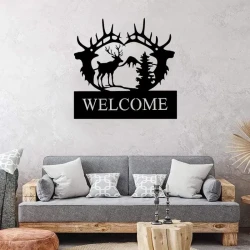 Metal Deer Wall Art Decor - Iron Craft Design