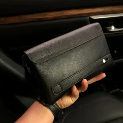 Men's Handbag Basic Genuine Leather Flap Zipper Wallet