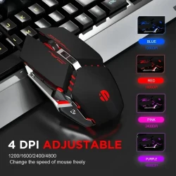 INPHIC USB wired metal base mecha style - game mouse with 6 buttons