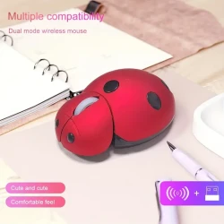 Cute Ladybug Design Wireless Mouse with Dual Mode Compatibility