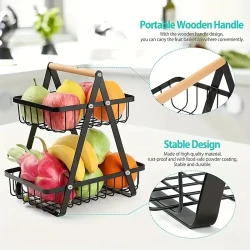 Wooden Countertop Fruit and Vegetable Storage Basket