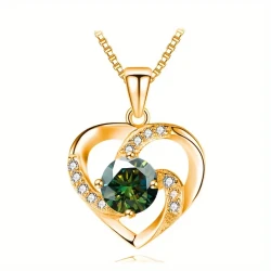 Moissanite Heart Pendant Necklace For Women