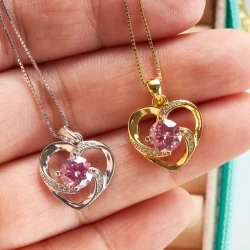 Moissanite Heart Pendant Necklace For Women