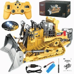 2.4G Remote-control Charging Alloy Crawler Type Heavy Bulldozer Light And Sound Effect Lifting Engineering Model Christmas, Halloween Gift