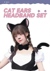 Set Cosplay Cat's Paw Gloves Cat Ear Headband