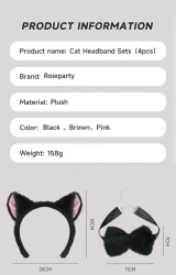 Set Cosplay Cat's Paw Gloves Cat Ear Headband