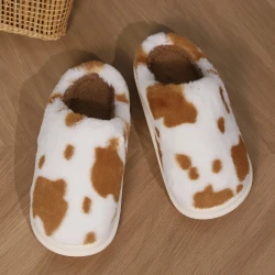 Cute Cow Spotted Plush Slippers