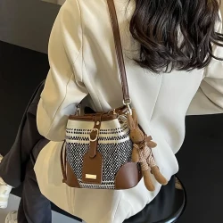 Women's Mini Fashion Elegant Contrast Color Canvas Shoulder Bag