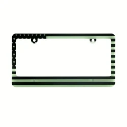 Glow in the Dark License Plate Frame with Flag Design