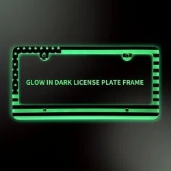 Glow in the Dark License Plate Frame with Flag Design