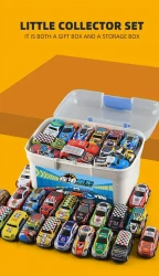 50-Piece Diecast Toy Cars Set with Storage Case and Foldable Play Mat, Return Force Function, Durable Metal Vehicles, Colorful Assortment, Educational and Fun Gift for Kids Ages 3 and Up