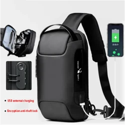 Waterproof USB Bag Men Chest Pack