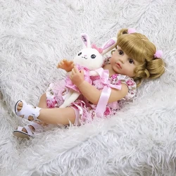 20inch/50cm Reborn Baby Doll, Lifelike Soft Touch Blond Hair Princess Girl Advanced Painted Full Vinly Baby Dolls, Handpainted Art Doll For Child, As Halloween, Chrismas Gift