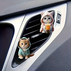 2pcs Cute Cat Acrylic Car Air Freshener Set