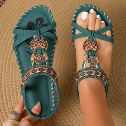 Women's Rhinestone Butterfly Flat Sandals