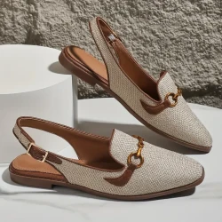 Women's Metallic Buckle Decor Flat Sandals