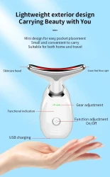 Neck Face Beauty Device Colorful LED Photon Therapy Skin Tighten Reduce Double Chin Anti Wrinkle Remove Lifting Massager