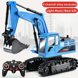 New Model Combining Golden Light Remote Control Car With Golden Excavator Tracked Engineering Vehicle Children's Toy