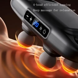 USB Rechargeable 4-Head Massage Gun - Deep Tissue Massager