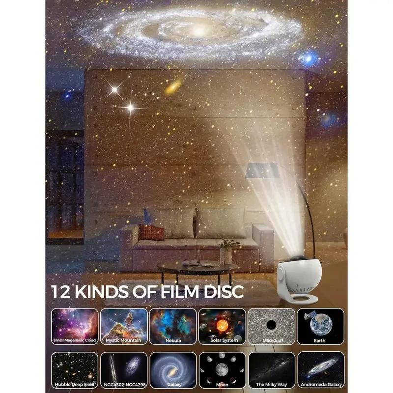 13-in-1 Galaxy Star Projector - 360° Rotating Nebula Lamp